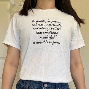 H&M Woman Small Graphic T-Shirt, white color with black texts